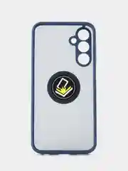 Синий чехол противоударный Samsung Galaxy A25 (Самсунг А25), с металлической подставкой кольцом