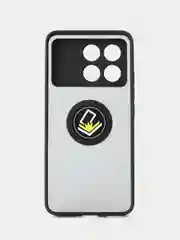 Черный чехол противоударный Xiaomi POCO F6 Pro / K70 / K70 Pro с металлической подставкой кольцом