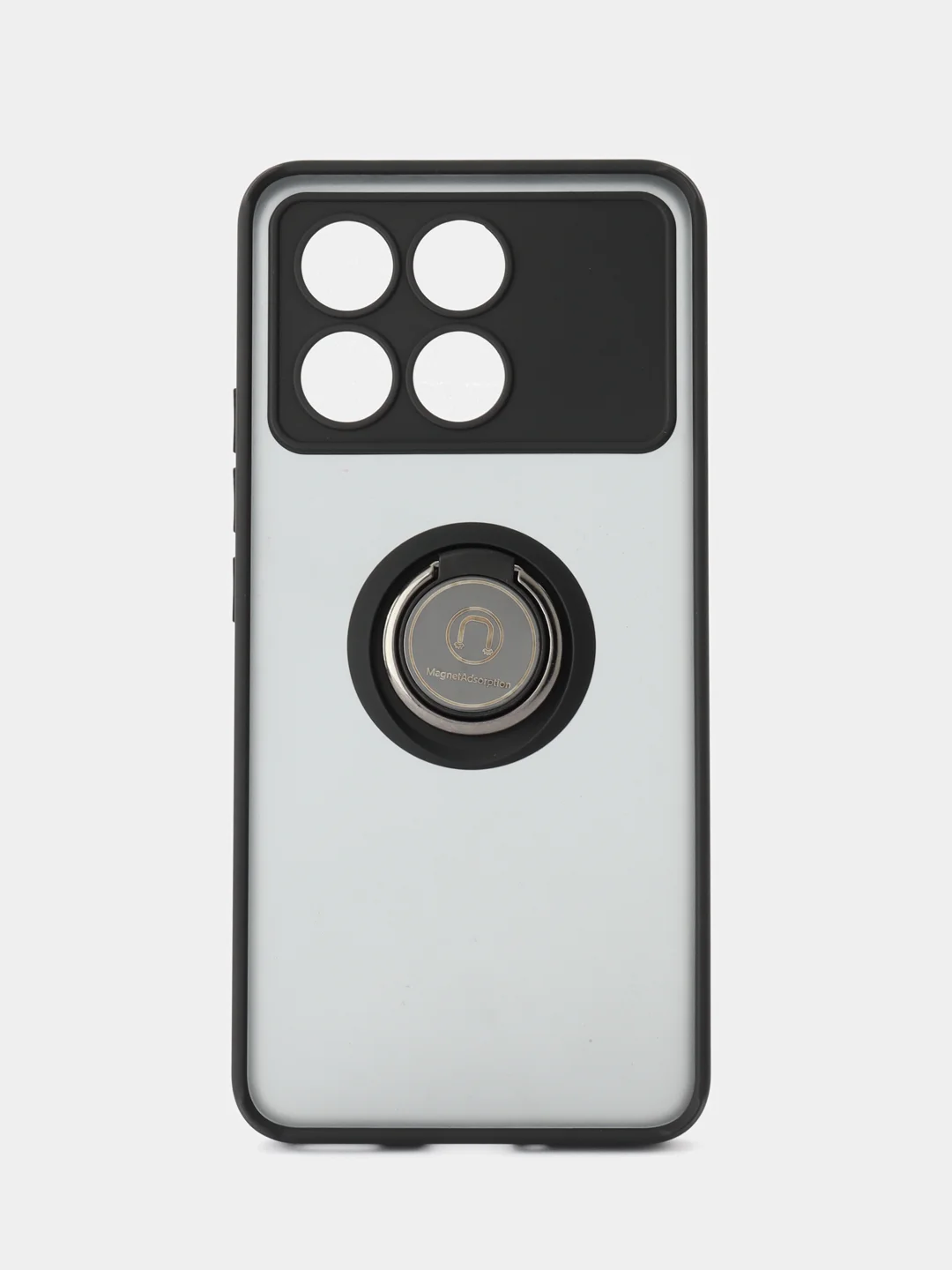 Черный чехол противоударный Xiaomi POCO F6 Pro / K70 / K70 Pro с металлической подставкой кольцом
