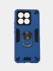 Синий чехол Xiaomi Poco X6 Pro противоударный, с металлической подставкой кольцом