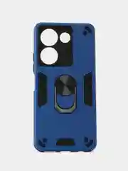 Синий чехол для Tecno Camon 20/Camon 20 Pro 4G противоударный с металлической подставкой кольцом