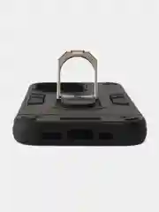 Черный чехол противоударный iPhone 16 PRO (Айфон 16 ПРО), с металлической подставкой кольцом