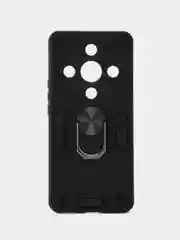 Черный чехол HONOR X9B (ХОНОР Х9Б) противоударный, с металлической подставкой кольцом