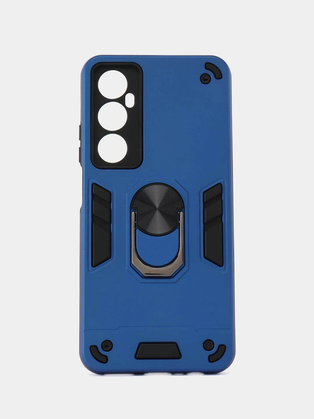Синий чехол противоударный Realme C65 (Реалми С65), с металлической подставкой кольцом