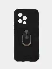 Черный чехол противоударный Honor 200 Lite (Хонор 200 Лайт), с металлической подставкой кольцом