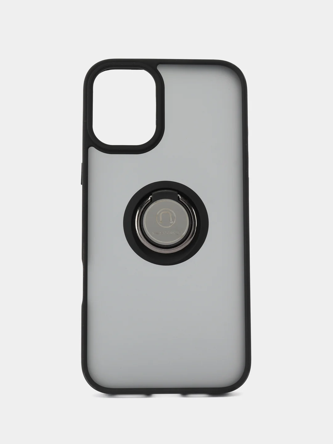 Черный чехол iPhone 16/15/14/13/12/11/Pro/Max/Plus, с металлической подставкой кольцом
