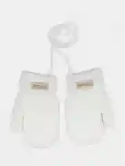 Белый детские варежки на веревке с мехом 2-4 года