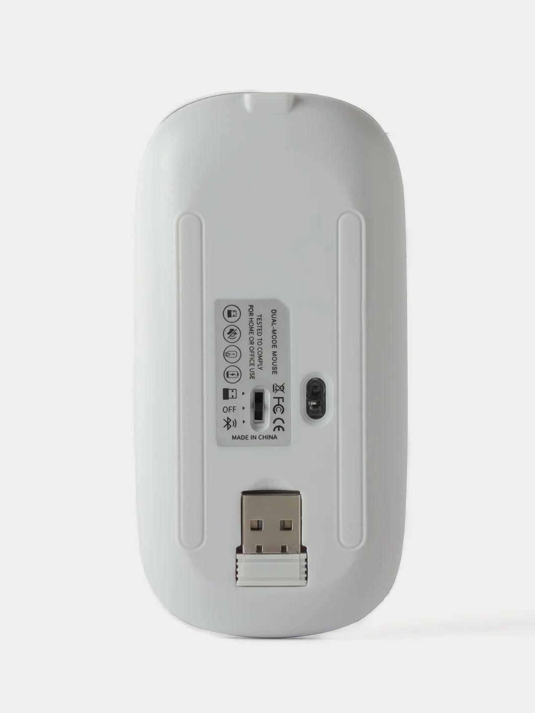 Серебряный мышь беспроводная с Bluetooth и USB-адаптер, бесшумная с USB зарядкой, 2.4GHz для ноутбука
