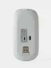 Серебряный мышь беспроводная с Bluetooth и USB-адаптер, бесшумная с USB зарядкой, 2.4GHz для ноутбука
