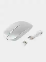 Серебряный мышь беспроводная с Bluetooth и USB-адаптер, бесшумная с USB зарядкой, 2.4GHz для ноутбука