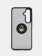 Черный чехол противоударный Samsung Galaxy S24 FE, S24FE с металлической подставкой кольцом