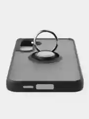 Черный чехол противоударный Samsung Galaxy S24 FE, S24FE с металлической подставкой кольцом
