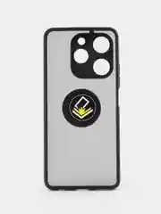 Черный чехол противоударный Tecno Spark 10 Pro (Спарк 10 Про), с металлической подставкой кольцом