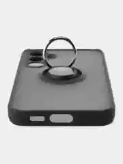Черный чехол противоударный Samsung Galaxy S23 FE / S23FE, с металлической подставкой кольцом