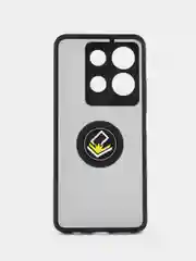 Черный чехол противоударный Infinix NOTE 30(Инфиникс Ноут 30), с металлической подставкой кольцом