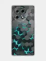Бирюзовый чехол на Tecno Camon 30S Pro / Текно Камон 30S Про прозрачный, с принтом, защита камеры