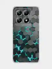 Бирюзовый силиконовый чехол на Xiaomi 14T Pro / Сяоми 14T Про прозрачный, с принтом, защита камеры