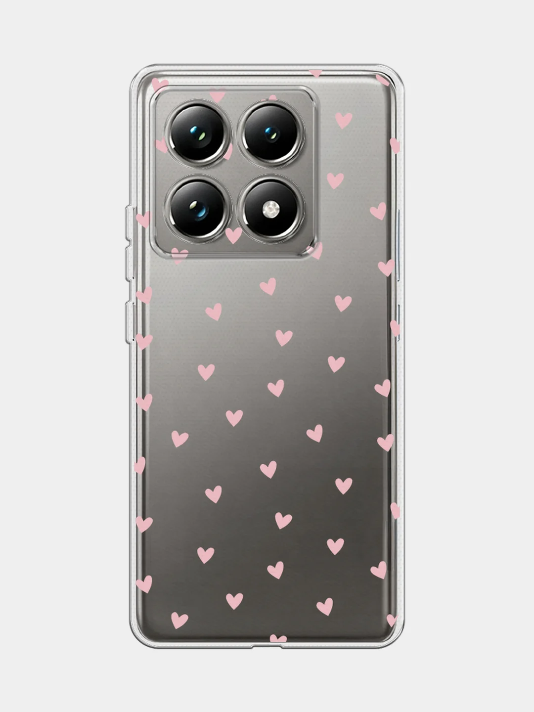 Розовый силиконовый чехол на Xiaomi 14T Pro / Сяоми 14T Про прозрачный, с принтом, защита камеры