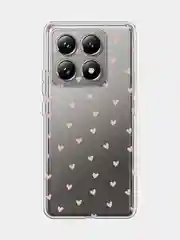 Розовый силиконовый чехол на Xiaomi 14T Pro / Сяоми 14T Про прозрачный, с принтом, защита камеры