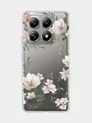 Пастельно-коралловый силиконовый чехол на Xiaomi 14T Pro / Сяоми 14T Про прозрачный, с принтом, защита камеры