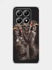 Оливковый силиконовый чехол на Xiaomi 14T Pro / Сяоми 14T Про прозрачный, с принтом, защита камеры