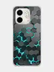 Бирюзовый чехол на Infinix Smart 9/Hot 50i / Инфиникс Смарт 9/Хот 50i прозрачный, с принтом