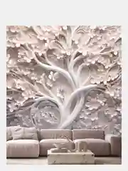 Фотообои 3D на стену флизелиновые "Цветочное дерево" 283*300 см, обои моющиеся