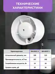 Вентилятор канальный D 100 мм VEO BALANCE 4 вытяжной, приточный