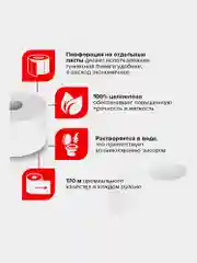 Бумага туалетная 170м, LAIMA (T2), PREMIUM, 2-сл, цвет белый, КОМПЛЕКТ 12 рулонов, 126092
