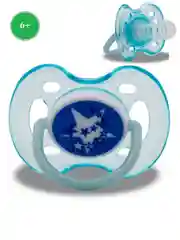 Голубой соска-пустышка Baby Land  ночная силиконовая круглая, 6 мес+