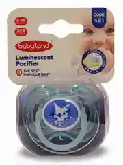 Голубой соска-пустышка Baby Land  ночная силиконовая круглая, 6 мес+