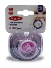 Розовый соска-пустышка Baby Land  ночная силиконовая круглая, 0 мес+
