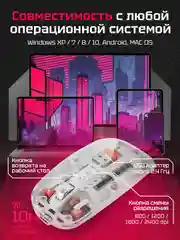 Белый беспроводная мышь, прозрачная, бесшумная, с Bluetooth, аккумуляторная компьютерная