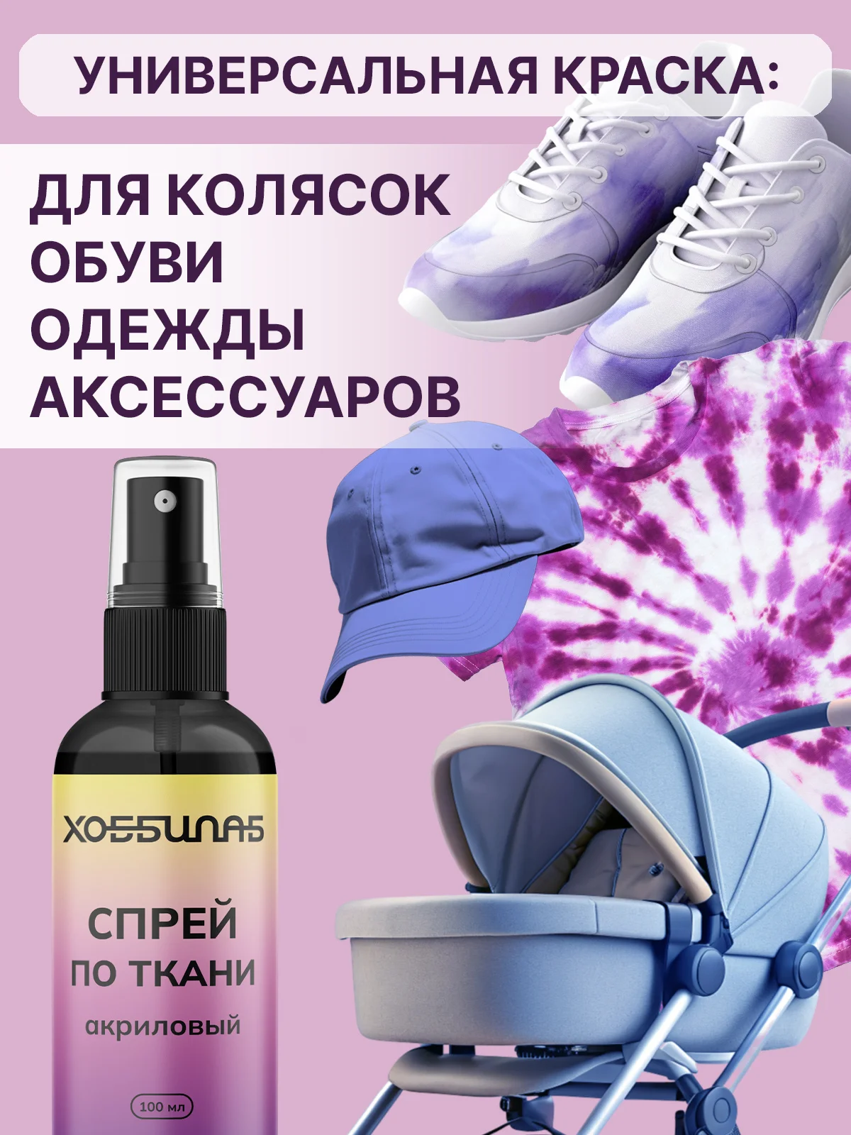 Спрей по ткани, акриловый, для колясок, кепок, одежды (Черный)