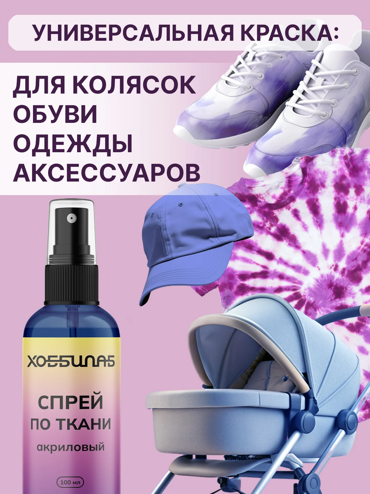 Спрей по ткани, акриловый, для колясок, кепок, одежды (Синий)