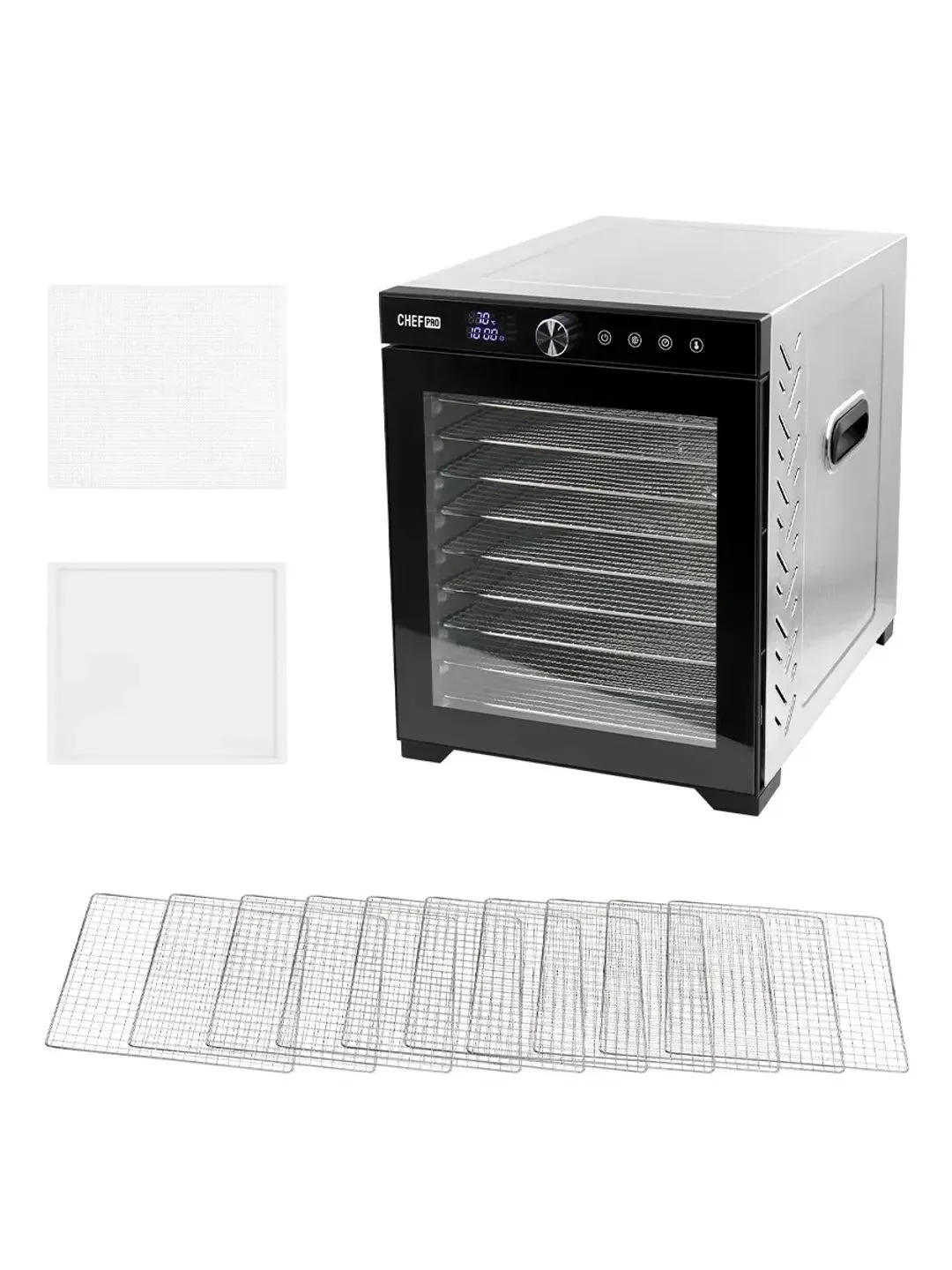 Черный профессиональная электросушилка с горизонтальным обдувом CHEF PRO CF-FD805A 12 поддонов