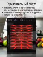 Черный профессиональная электросушилка с горизонтальным обдувом CHEF PRO CF-FD805A 12 поддонов