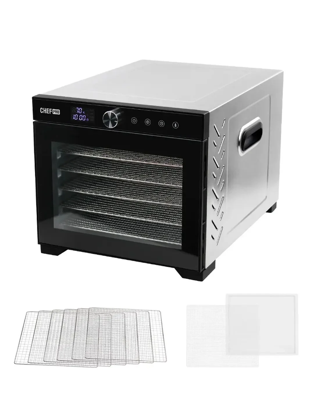 Черный профессиональная электросушилка с горизонтальным обдувом CHEF PRO CF-FD804A 8 поддонов