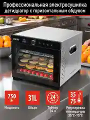 Профессиональная электросушилка с горизонтальным обдувом CHEF PRO CF-FD804A 8 поддонов