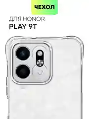 Прозрачный чехол для Honor Play 9T противоударный силиконовый BROSCORP прозрачный, усиленные углы