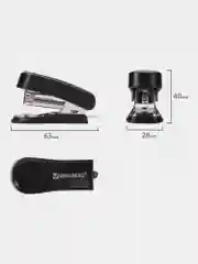 Степлер (мини) скобы №24/6, 26/6 Brauberg с антистеплером, до 25 листов, черный