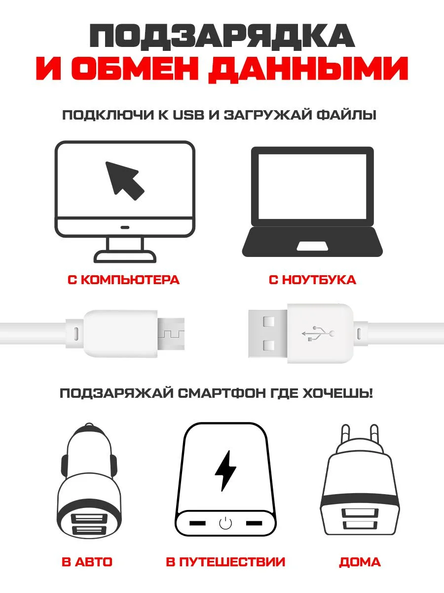 Кабель USB Micro Krutoff Classic (0,2m) белый