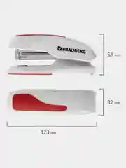 Степлер №24/6, 26/6 BRAUBERG "Extra", до 30 листов, серо-красный, 229088