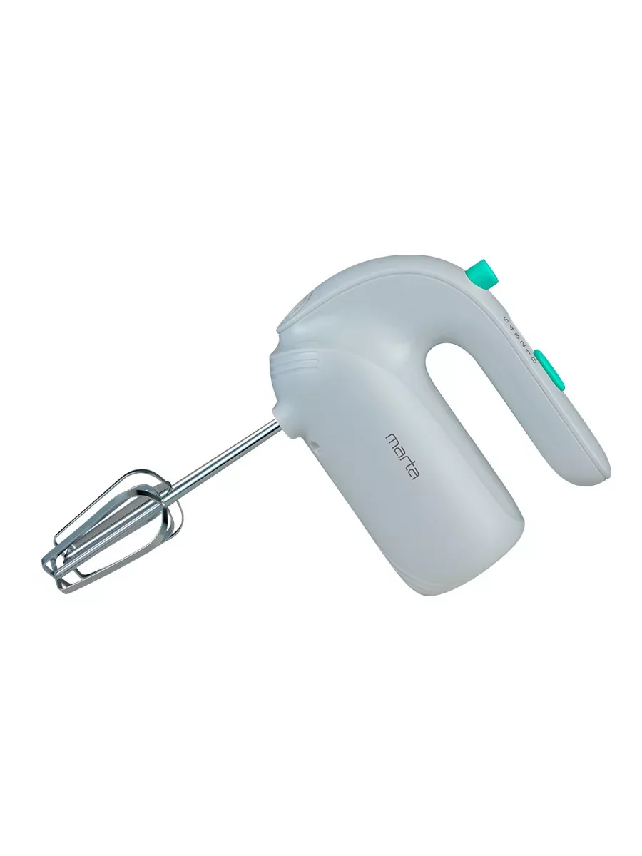 Серебряный миксер ручной MARTA MT-MX1515B 800Вт, 5 скоростей, 4 насадки, светлая яшма