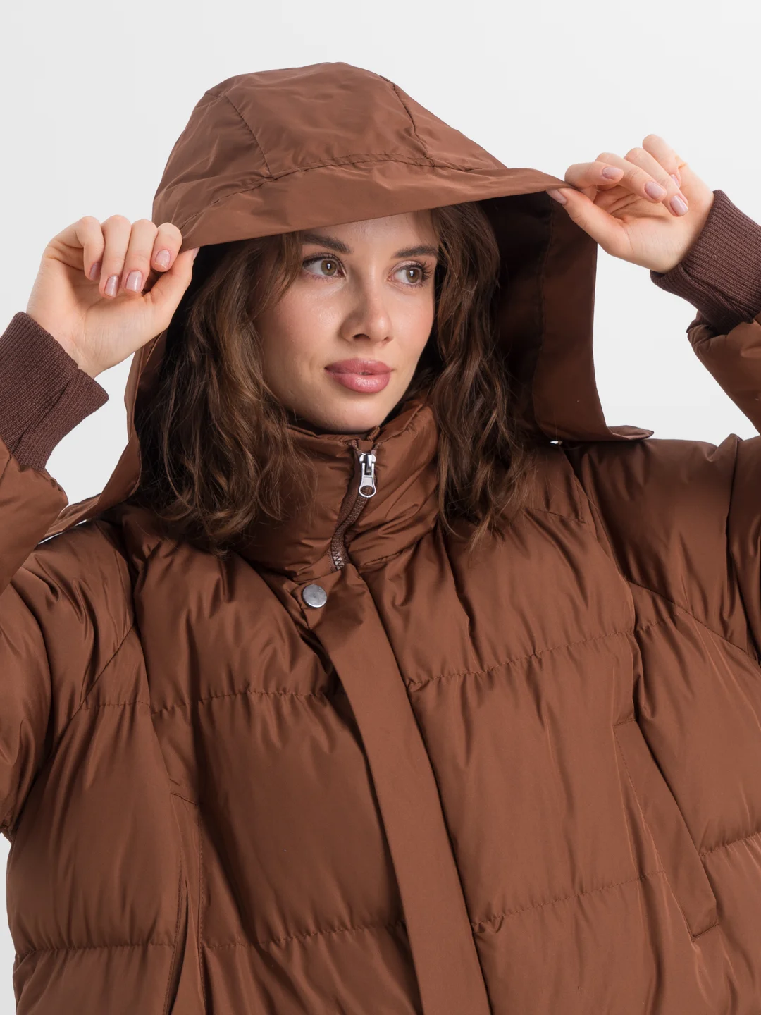 Шоколадный куртка ЖЕНСКАЯ ЗИМА РАЗМЕР OVERSIZE (44-50)