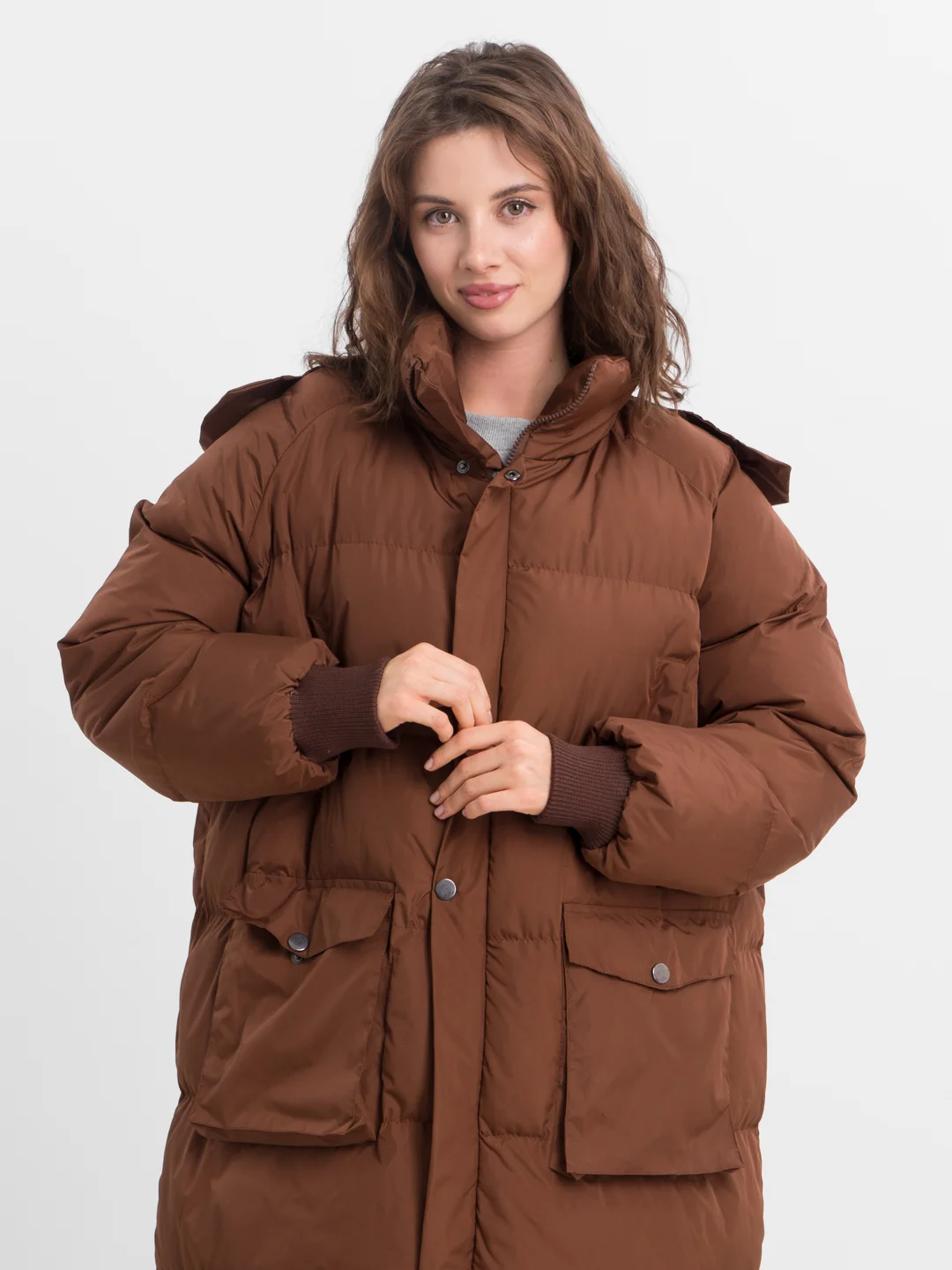 Шоколадный куртка ЖЕНСКАЯ ЗИМА РАЗМЕР OVERSIZE (44-50)