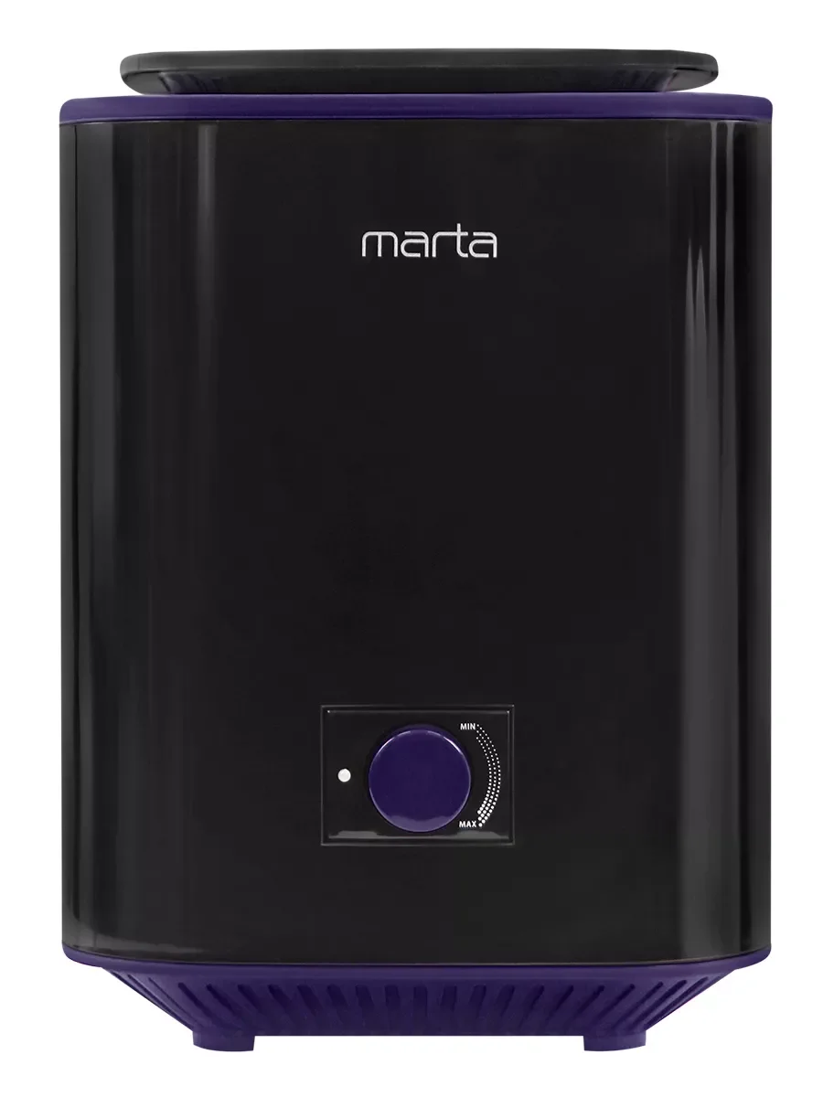 Черный увлажнитель воздуха для дома MARTA MT-HF4707A с УФ лампой, черный/фиолетовый