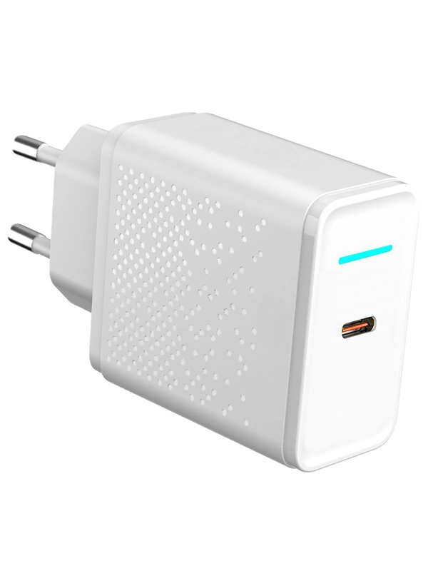 Сетевое зарядное устройство Krutoff CH-09 USB Type-C, PD 20W, white