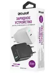 Сетевое зарядное устройство Krutoff CH-09 USB Type-C, PD 20W, white