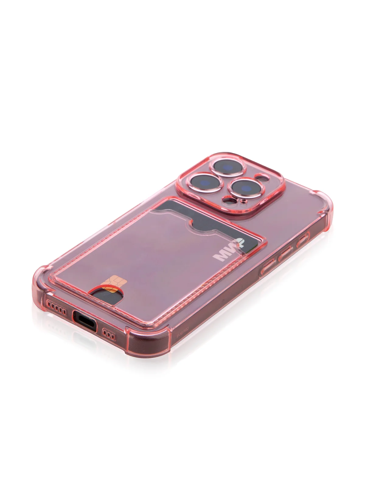 Красный чехол для iPhone 16, Pro, Max, Plus противоударный BROSCORP, карман для карт, защита углов